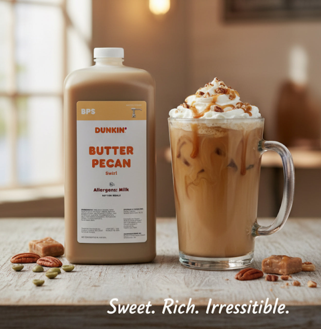 Dunkin Butter Pecan Swirl 64 Oz Jug WITH PUMP 90+ Days From Purchase